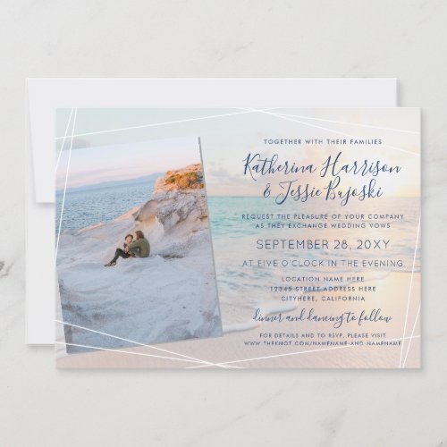 Engagement Photo Beach Wedding Invitation