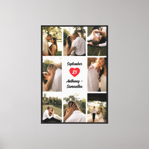 Engagement Photo Collage Framed Canvas Sign