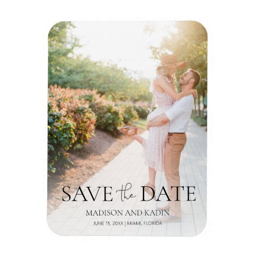 Engagement Photo Elegant Script Save The Date Magnet
