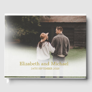 Engagement Photo Gold Elegant Keepsake Guest Book