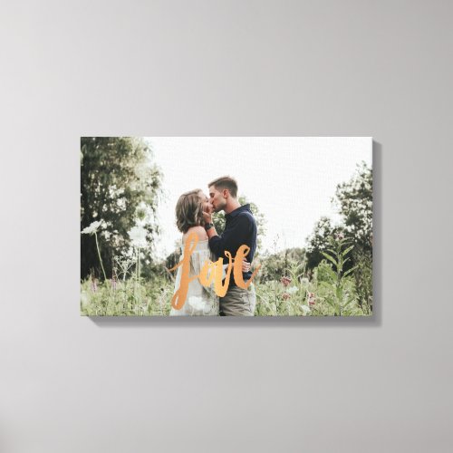 Engagement photo gold love typography canvas print