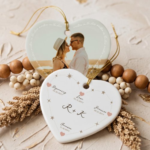 Engagement Photo Heart Constellation Keepsake  Ceramic Ornament