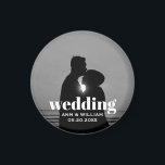 Engagement Photo Magnet<br><div class="desc">Photo wedding engagement magnet with bride and groom name and date text field. Replace the photo with one of your own.</div>