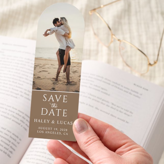 Engagement Photo Modern Save the Date Bookmarks (Hand)