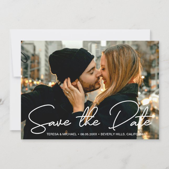 Engagement Photo Modern Save the date Script (Front)