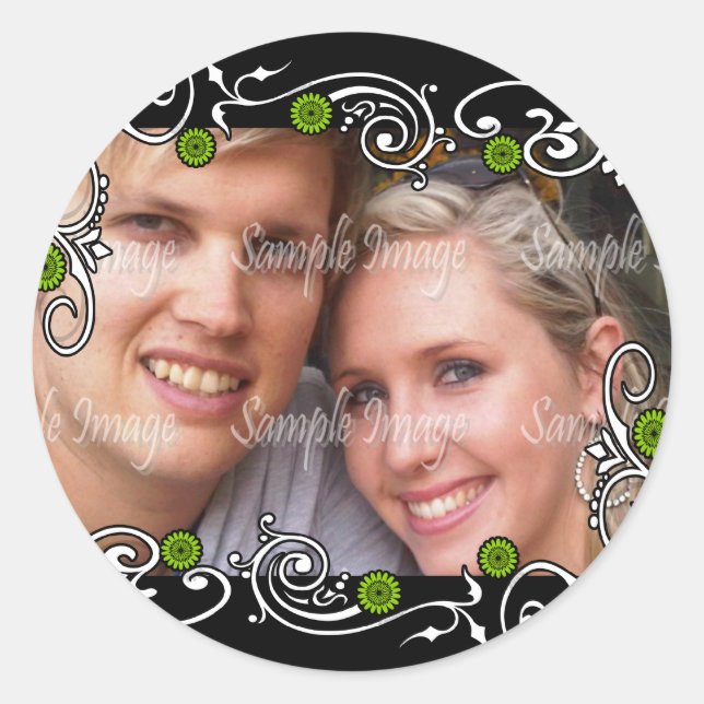 Engagement photo PERSONALIZE Classic Round Sticker (Front)