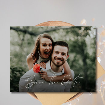Engagement Photo Qr Code Wedding Save The Date Announcement Postcard by stylelily at Zazzle