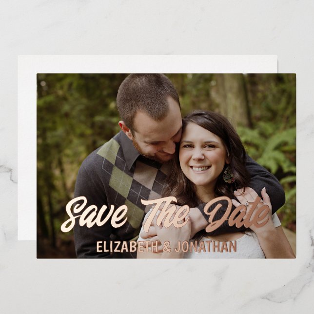 Engagement Photo Save The Date Foil Invitation (Front/Back)