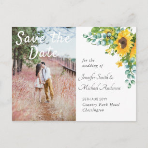 Engagement Photo Save the Date Sunflowers Wedding Postcard