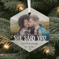 Engagement Photo She Said Yes! Christmas Marbled