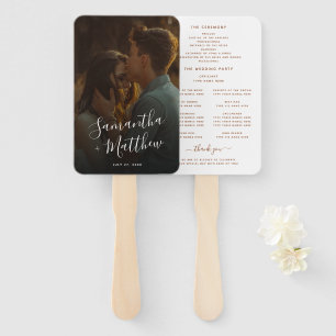 Engagement Photo Terracotta Fall Wedding Program Hand Fan