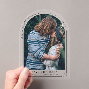 Engagement Photo Wedding Floral Arch Save The Date Acrylic Invitations