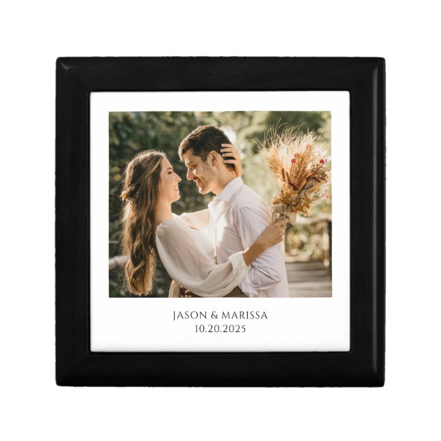 Engagement Photo Wooden Jewelry Keepsake Box (Front)