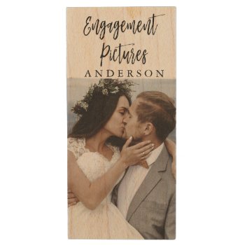Engagement Pictures Typography Wedding Photos Usb Wood Usb Flash Drive by Hot_Foil_Creations at Zazzle
