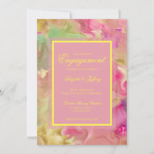 Engagement pink, gold, & green save the date