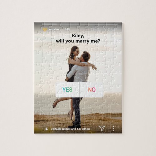 Engagement Proposal Instagram YesNo Unique Fun Jigsaw Puzzle