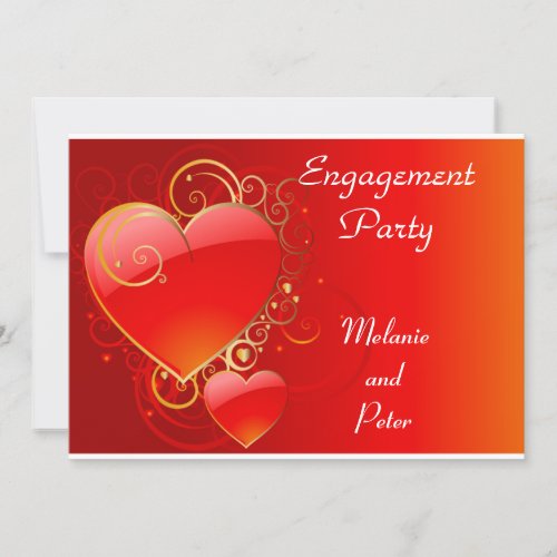 Engagement red Heart  Invitation