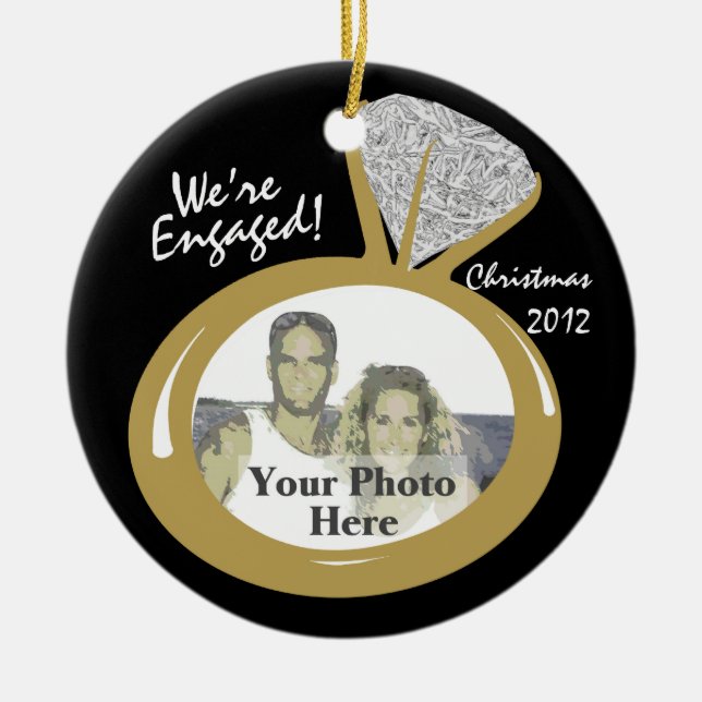 Engagement Ring Photo Ceramic Ornament (Front)