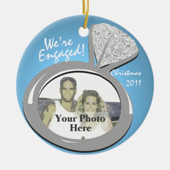 Engagement Ring Photo Ceramic Ornament (Front)