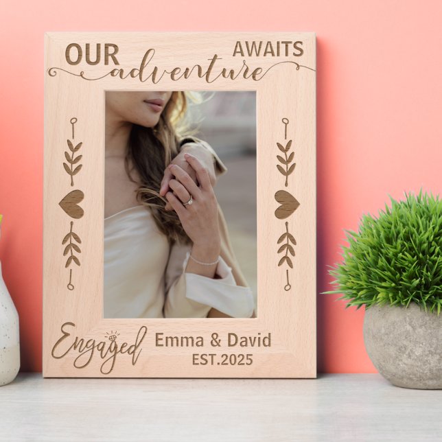 Engagement Ring Wedding Boho Adventurous Couple Engraved Frames (Engagement engaged she said yes first christmas home decor keepsake fun love calligraphy memories  )