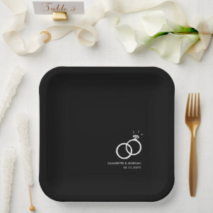 Engagement Rings Engagement Party Black Paper Plates