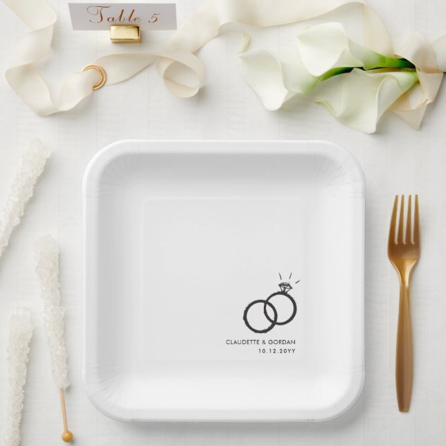 Engagement Rings | Engagement Party Script Paper Plates (Wedding)
