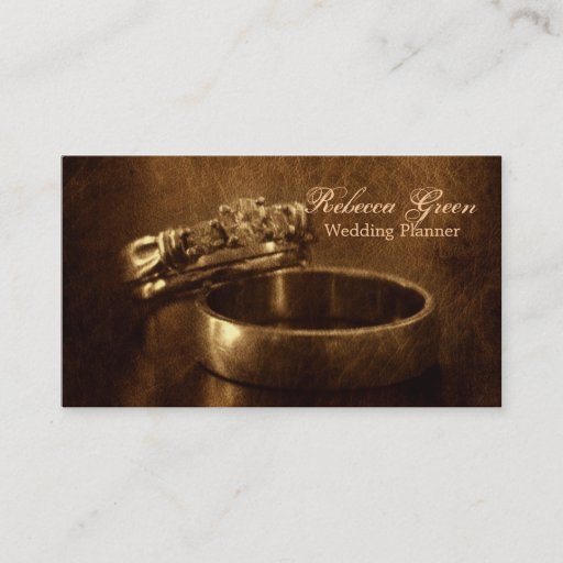 Customizable elegant vintage wedding rings textured fashion business cards