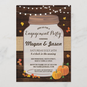 Engagement Rustic Jar Wood Pumpkin Fall Invite
