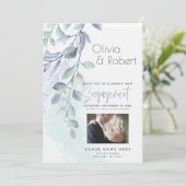 Engagement | Rustic Watercolor Lilac and Teal Invitation (Standing Front)