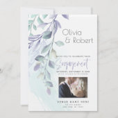 Engagement | Rustic Watercolor Lilac and Teal Invitation (Front)