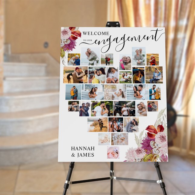 Engagement Script Heart Photo Collage Welcome Foam Board (Creator Uploaded)