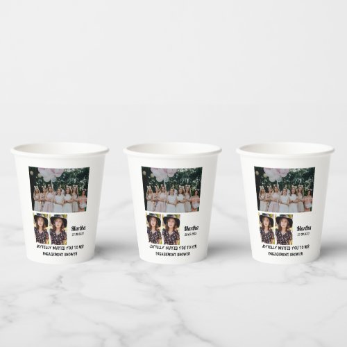 Engagement shower Custom 3 Photo Collage  Paper Cups