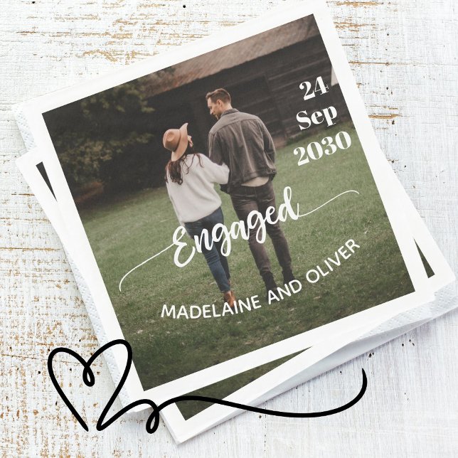 Engagement Simple Photo Modern  Napkins (Creator Uploaded)