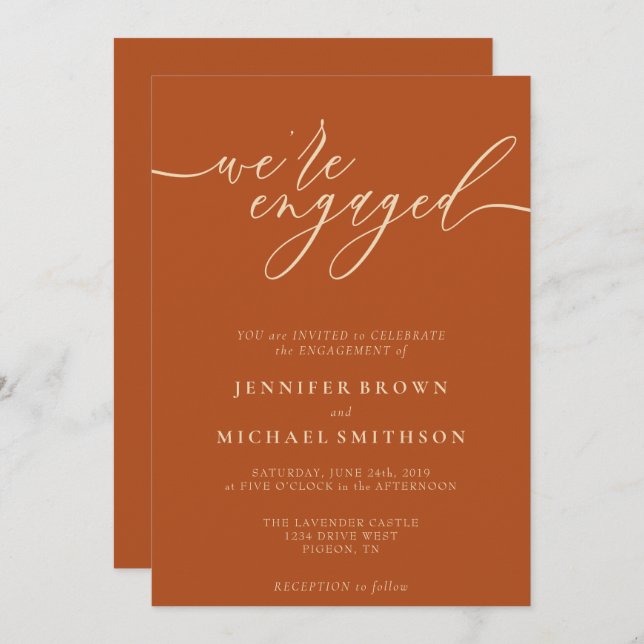 Engagement Simple Terracotta Invitation (Front/Back)