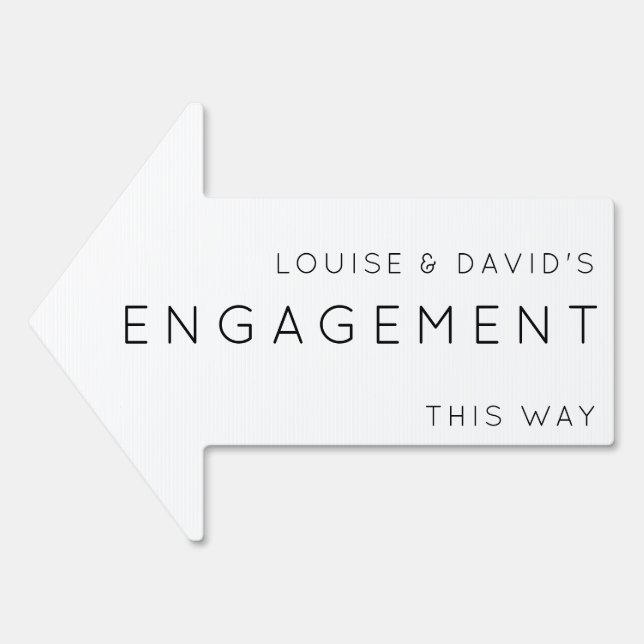 Engagement This Way Arrow Minimalistic Yard Sign (Front)