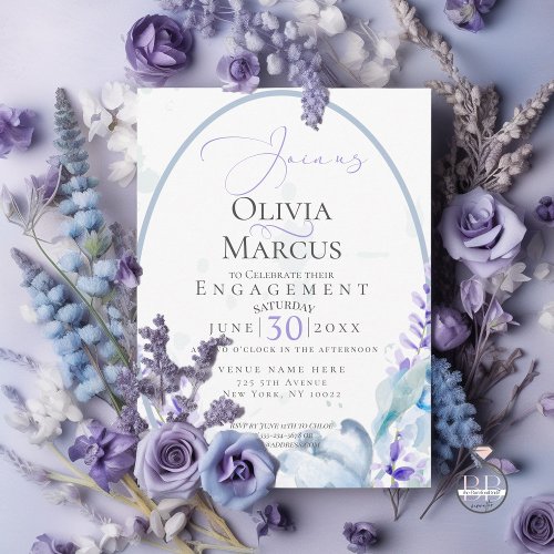 ENGAGEMENT  Watercolor Lavender _ Dusty Blue Invitation