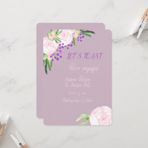 Engagement Watercolor Purple Floral Card