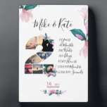 Engagement Wedding Anniversary collage Newlywed Plaque<br><div class="desc">Welcome to Roar Graphics Zazzle Store. This romantic, sweet, and unique Couple gift is the perfect gift for yourselves or a couple that is close to you. It features a personalizable photograph picture of the couple with Chic and modern typography that displays the important dates in their relationship. For any...</div>
