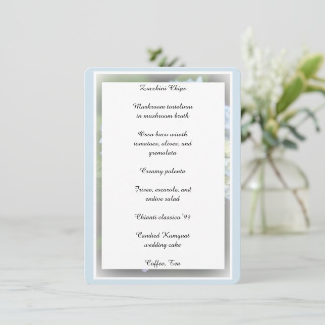 Engagement Wedding Bridal Shower Flat Menu (Standing Front)
