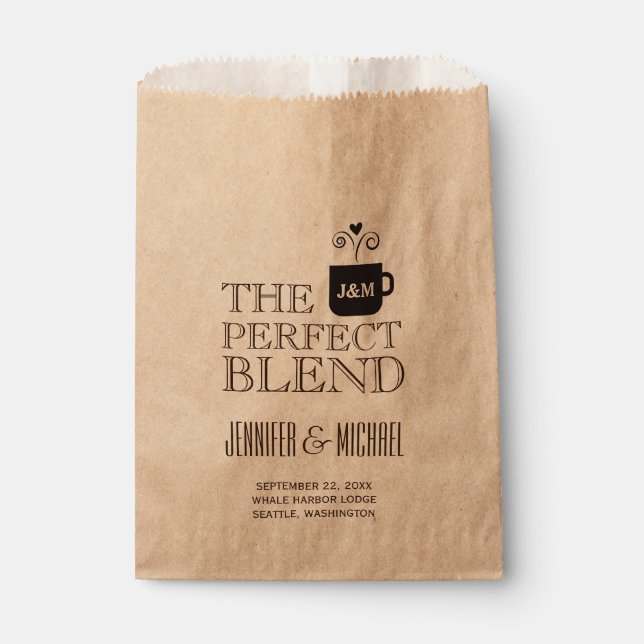 Engagement Wedding Coffee or Tea Buffet Favor Bag (Front)