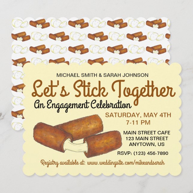 Engagement Wedding Party Mozzarella Cheese Sticks Invitation (Front/Back)
