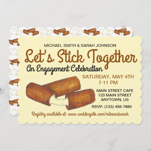 Engagement Wedding Party Mozzarella Cheese Sticks Invitation