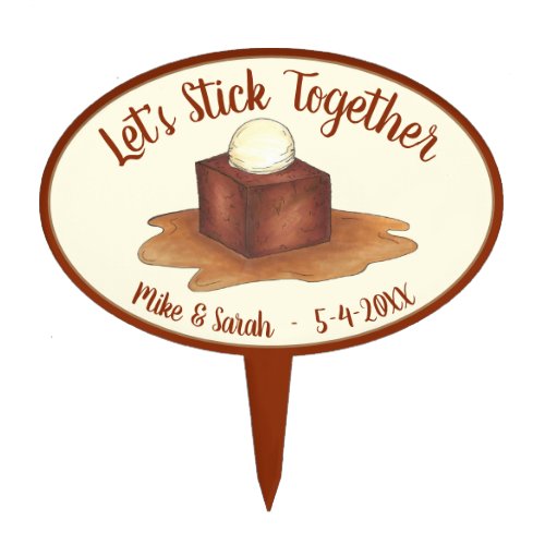 Engagement Wedding Party Sticky Toffee Pudding Cake Topper