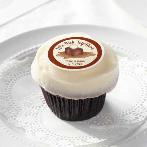 Engagement Wedding Party Sticky Toffee Pudding Edible Frosting Rounds