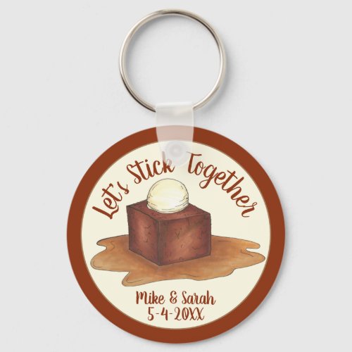 Engagement Wedding Party Sticky Toffee Pudding Keychain