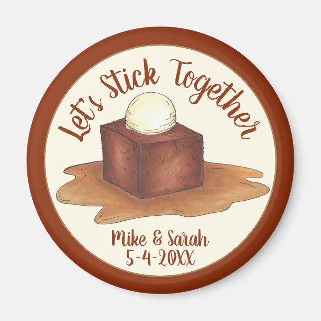 Engagement Wedding Party Sticky Toffee Pudding Magnet (Front)