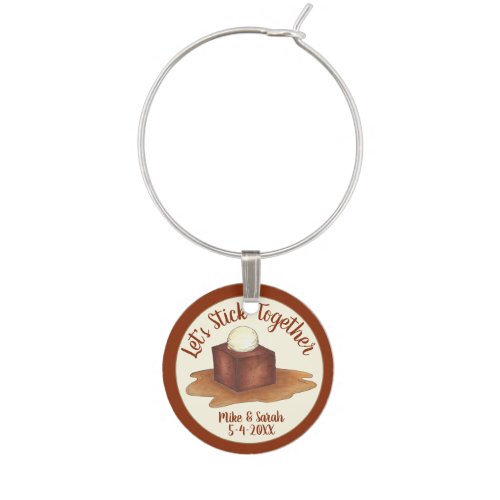 Engagement Wedding Party Sticky Toffee Pudding Wine Charm