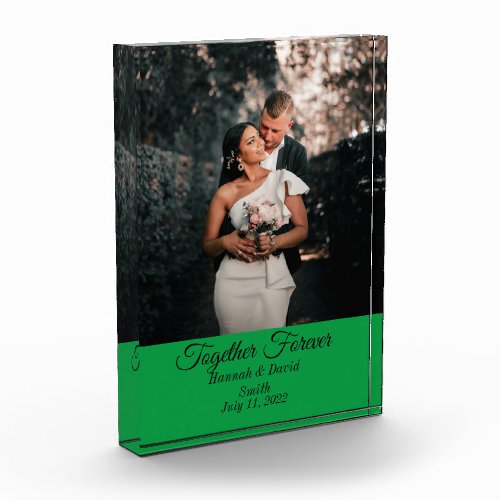 Engagement Wedding Photo and Name Block Green