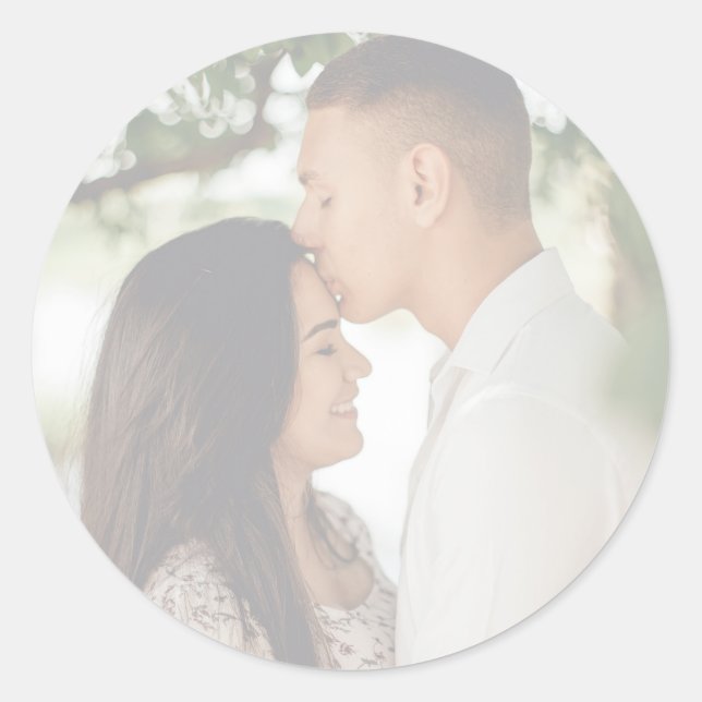 Engagement Wedding Photo Envelope  Classic Round Sticker (Front)