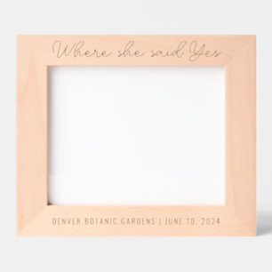 Engagement Wedding Where She Said Yes Custom Text Engraved Frames